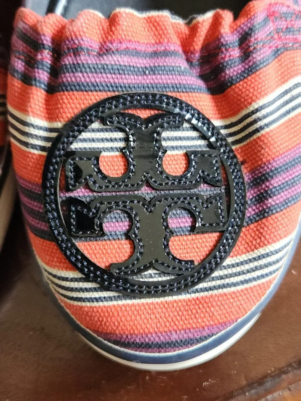 Tory Burch Raymond Canvas Striped Flats - Slip On